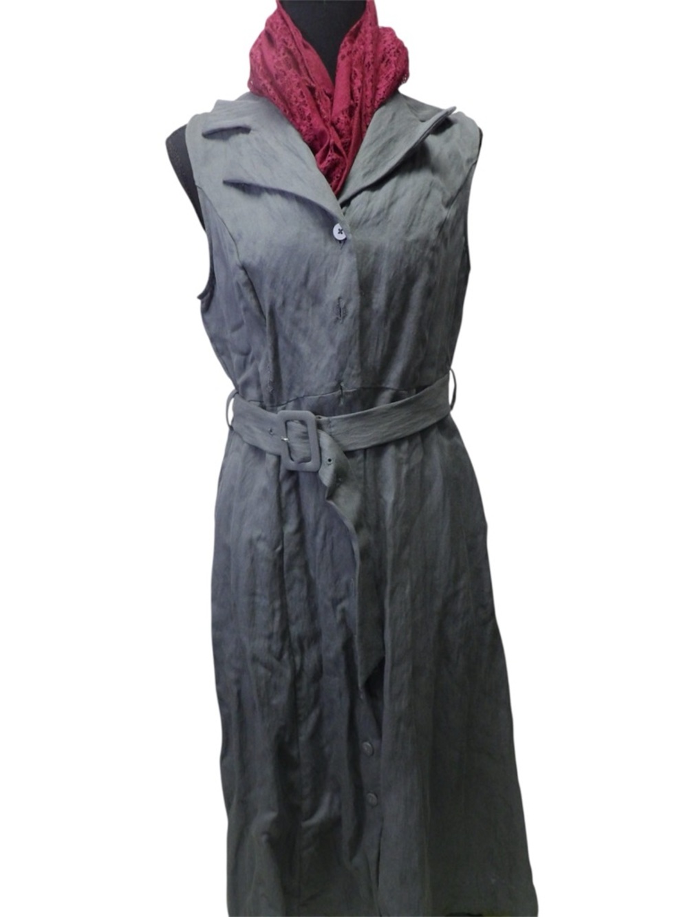 NET Sleeveless Gray Belted Midi Dress- size M - Picture 4 of 10
